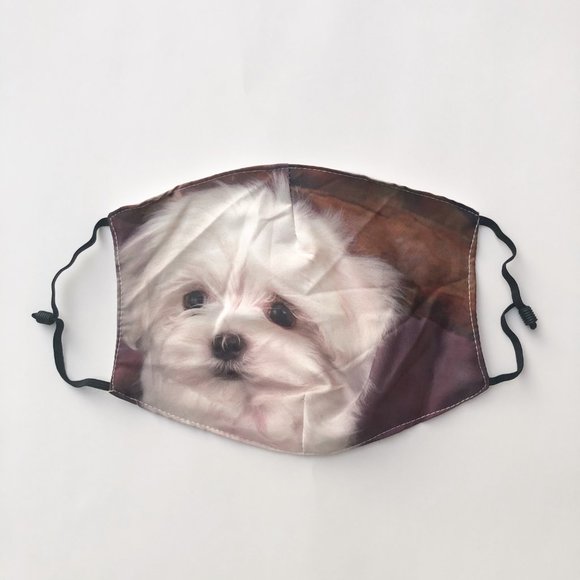 Accessories - NEW Cute Washable Oversized White Puppy Fabric Face Mask Adult OS